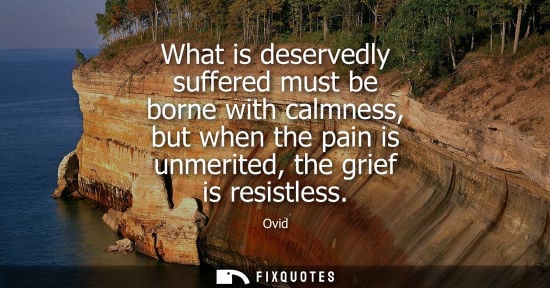 Small: What is deservedly suffered must be borne with calmness, but when the pain is unmerited, the grief is resistle