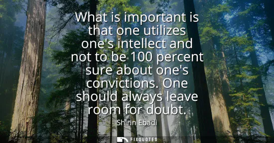 Small: What is important is that one utilizes ones intellect and not to be 100 percent sure about ones convictions. O