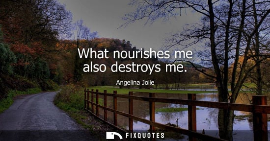 Small: Angelina Jolie: What nourishes me also destroys me