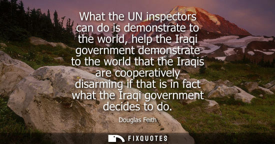 Small: What the UN inspectors can do is demonstrate to the world, help the Iraqi government demonstrate to the