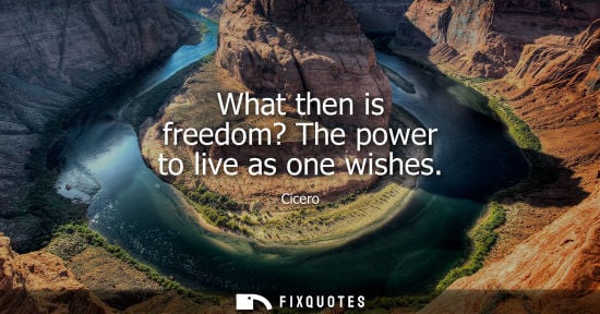 Small: What then is freedom? The power to live as one wishes