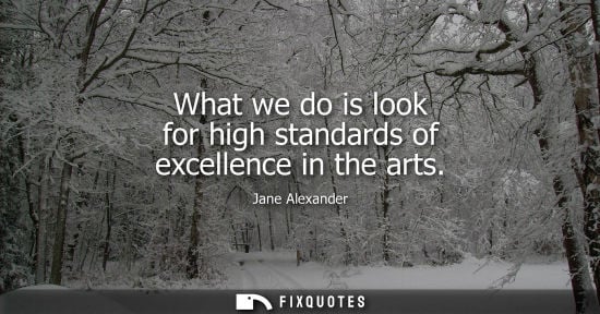Small: What we do is look for high standards of excellence in the arts