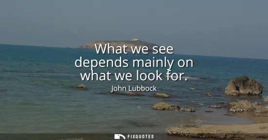 Small: What we see depends mainly on what we look for