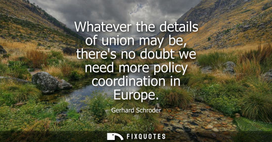 Small: Whatever the details of union may be, theres no doubt we need more policy coordination in Europe