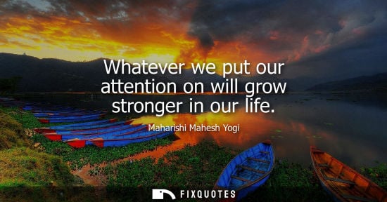 Small: Whatever we put our attention on will grow stronger in our life