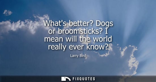 Small: Whats better? Dogs or broomsticks? I mean will the world really ever know?