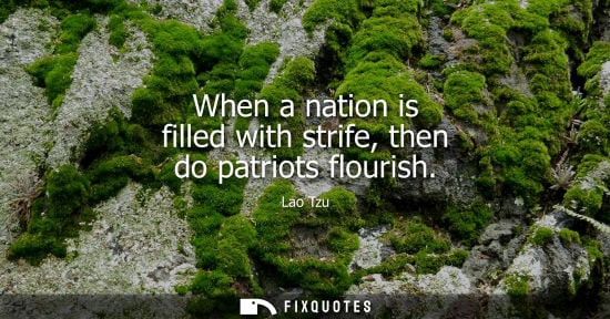 Small: When a nation is filled with strife, then do patriots flourish - Lao Tzu