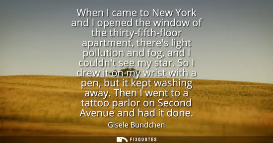 Small: When I came to New York and I opened the window of the thirty-fifth-floor apartment, theres light pollution an