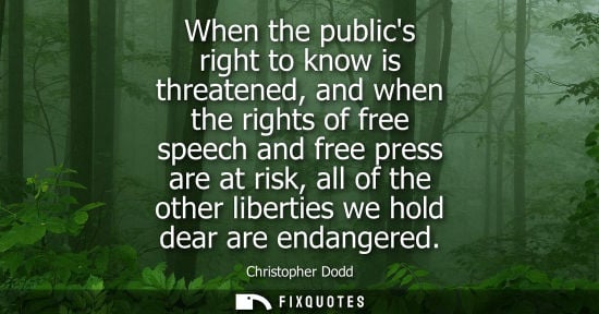 Small: When the publics right to know is threatened, and when the rights of free speech and free press are at 