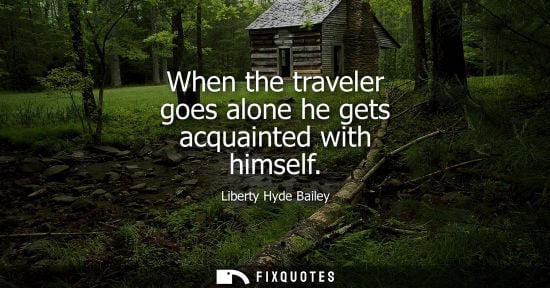 Small: When the traveler goes alone he gets acquainted with himself
