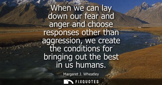 Small: When we can lay down our fear and anger and choose responses other than aggression, we create the condi