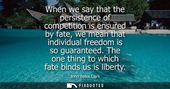 Small: When we say that the persistence of competition is ensured by fate, we mean that individual freedom is 