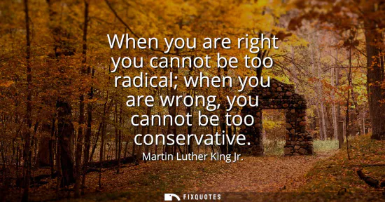 Small: When you are right you cannot be too radical when you are wrong, you cannot be too conservative