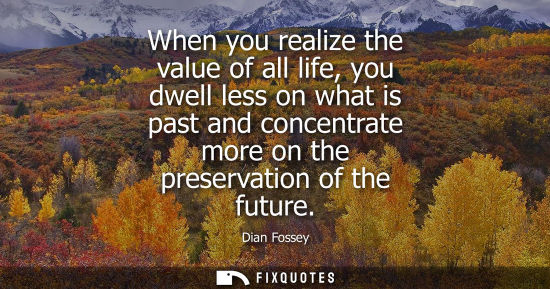 Small: Dian Fossey - When you realize the value of all life, you dwell less on what is past and concentrate more on t