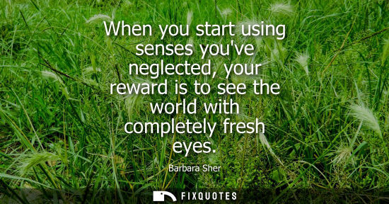 Small: When you start using senses youve neglected, your reward is to see the world with completely fresh eyes