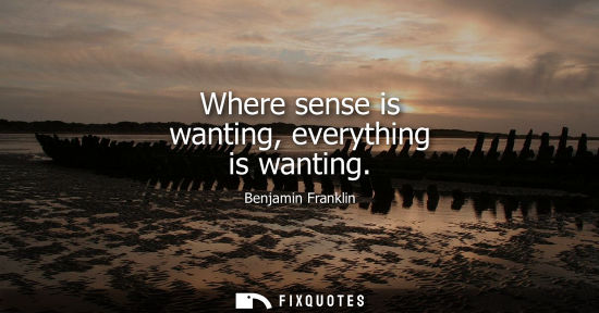 Small: Benjamin Franklin - Where sense is wanting, everything is wanting