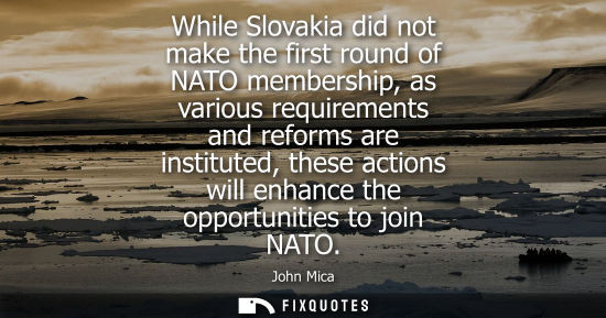 Small: While Slovakia did not make the first round of NATO membership, as various requirements and reforms are