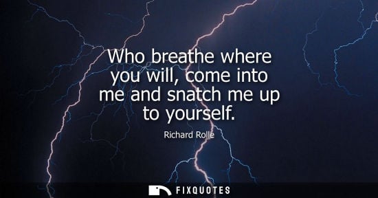 Small: Who breathe where you will, come into me and snatch me up to yourself