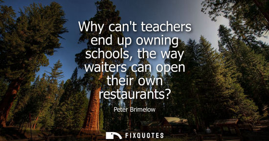 Small: Why cant teachers end up owning schools, the way waiters can open their own restaurants?