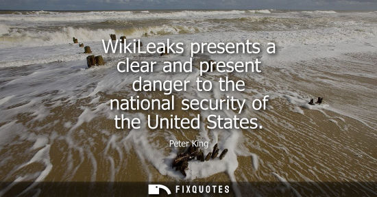 Small: WikiLeaks presents a clear and present danger to the national security of the United States