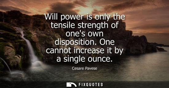 Small: Will power is only the tensile strength of ones own disposition. One cannot increase it by a single ounce