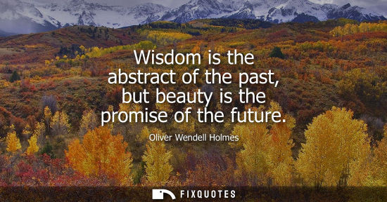 Small: Wisdom is the abstract of the past, but beauty is the promise of the future