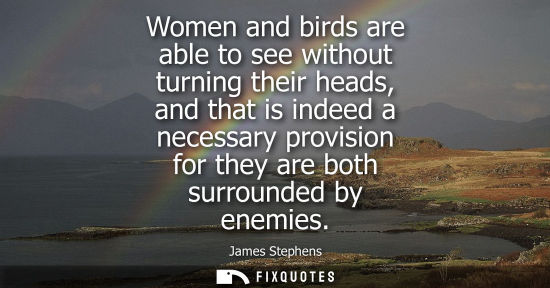 Small: Women and birds are able to see without turning their heads, and that is indeed a necessary provision f