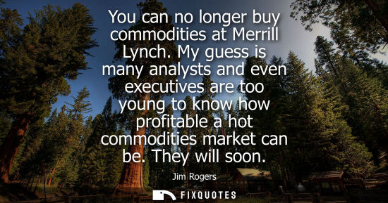 Small: You can no longer buy commodities at Merrill Lynch. My guess is many analysts and even executives are t