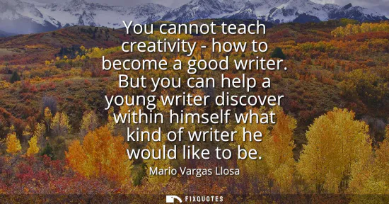 Small: You cannot teach creativity - how to become a good writer. But you can help a young writer discover within him