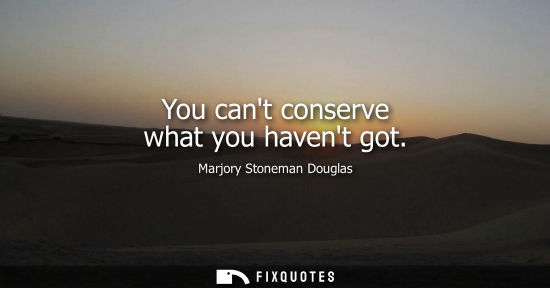 Small: You cant conserve what you havent got