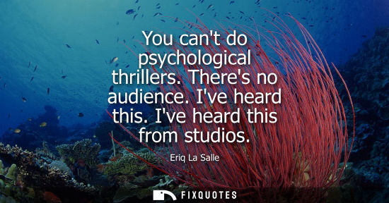 Small: You cant do psychological thrillers. Theres no audience. Ive heard this. Ive heard this from studios