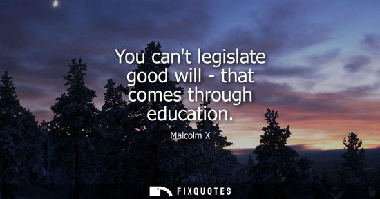 Small: You cant legislate good will - that comes through education
