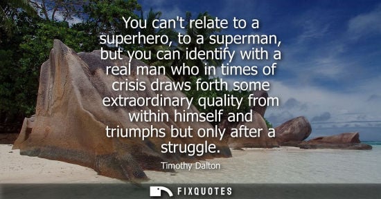 Small: You cant relate to a superhero, to a superman, but you can identify with a real man who in times of crisis dra