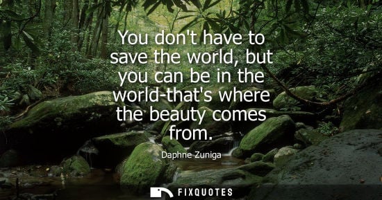 Small: You dont have to save the world, but you can be in the world-thats where the beauty comes from