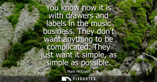 Small: You know how it is with drawers and labels in the music business. They dont want anything to be complic