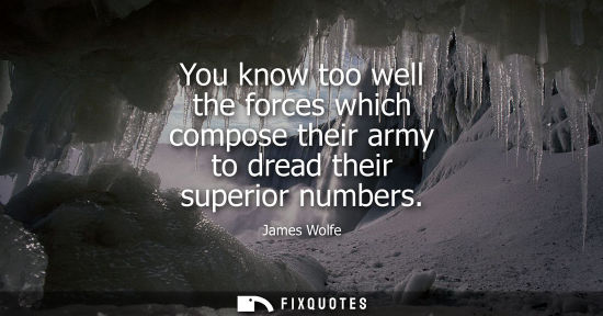 Small: James Wolfe: You know too well the forces which compose their army to dread their superior numbers