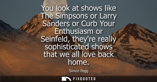 Small: You look at shows like The Simpsons or Larry Sanders or Curb Your Enthusiasm or Seinfeld, theyre really