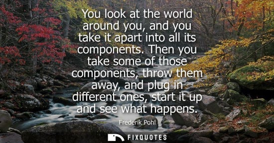 Small: You look at the world around you, and you take it apart into all its components. Then you take some of 