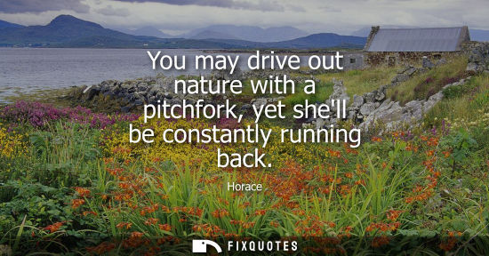 Small: You may drive out nature with a pitchfork, yet shell be constantly running back