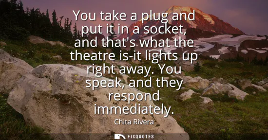 Small: You take a plug and put it in a socket, and thats what the theatre is-it lights up right away. You speak, and 