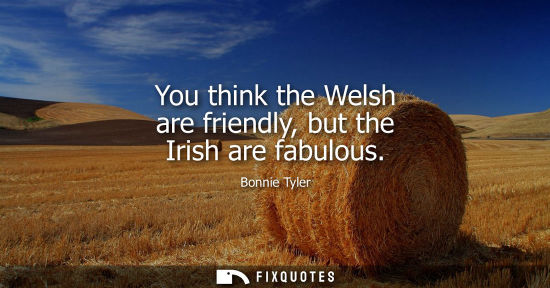 Small: You think the Welsh are friendly, but the Irish are fabulous