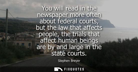 Small: You will read in the newspaper more often about federal courts, but the law that affects people, the tr