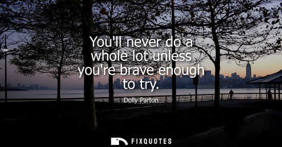 Small: Youll never do a whole lot unless youre brave enough to try