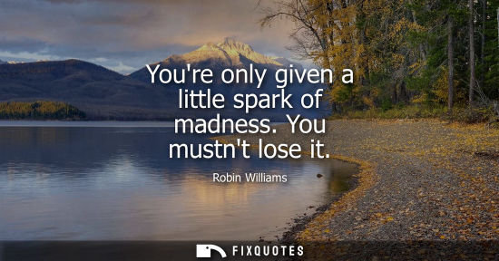 Small: Youre only given a little spark of madness. You mustnt lose it