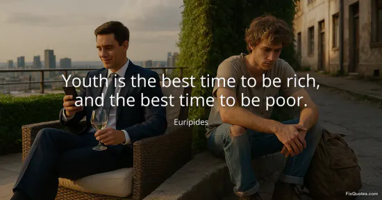 Youth is the best time to be rich, and the best time to be poor - Euripides