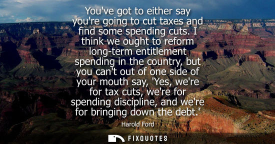 Small: Youve got to either say youre going to cut taxes and find some spending cuts. I think we ought to refor