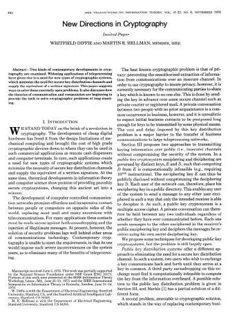 New Directions in Cryptography, Tiny